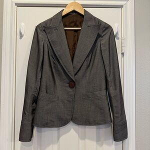 Charles Chang Lima Blazer Jacket Women’s Size 6 Charcoal Metallic Silk Wool